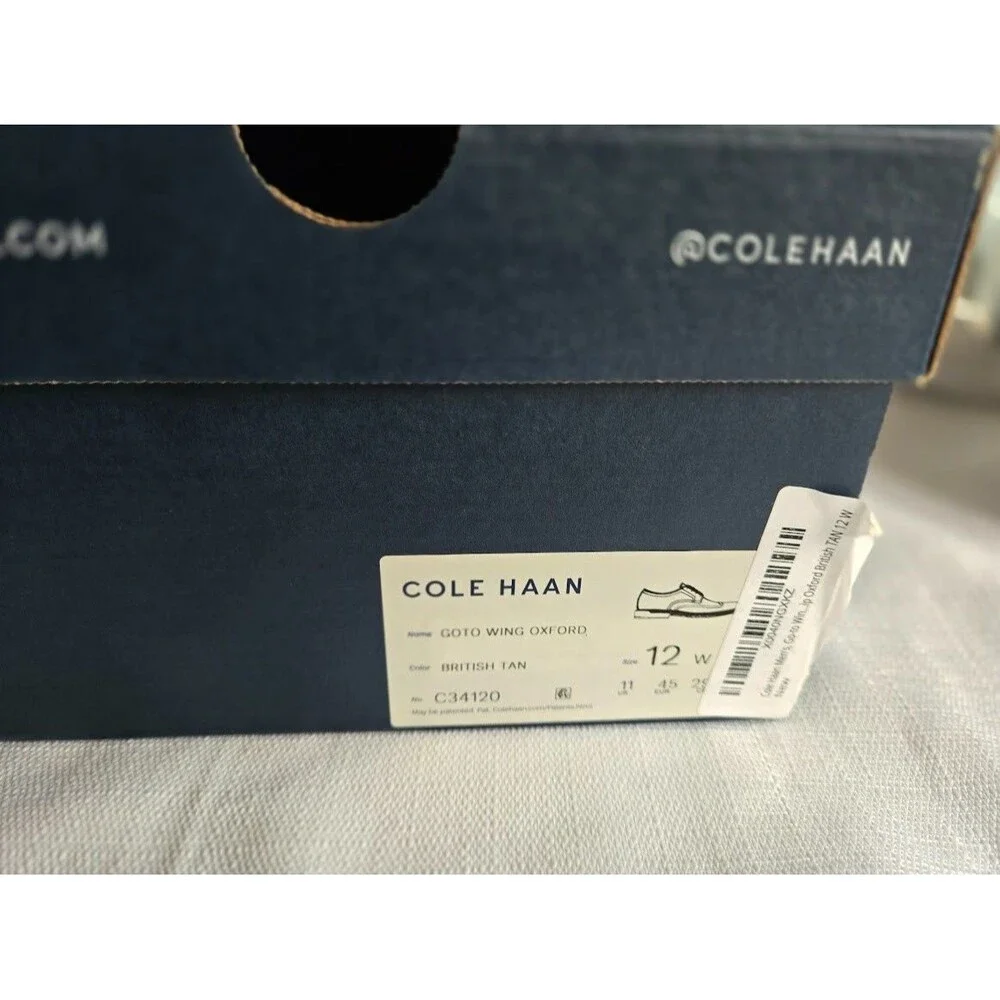Cole Haan Go To Wing Oxford Wingtip Dress Shoes - British Tan Mens 12 Wide NEW !